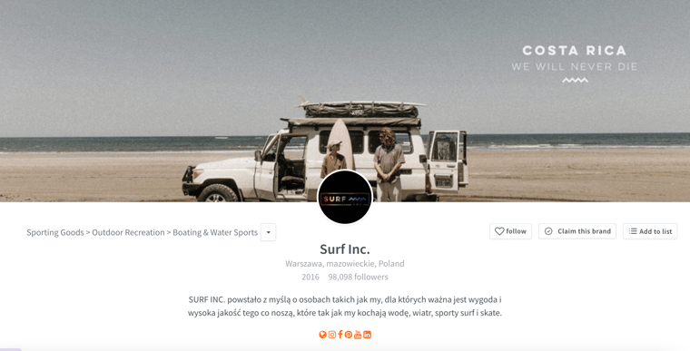 Fastest growing surf brands - surf inc